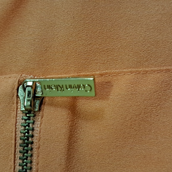 🪔Size L Calvin Klein Orange long sleeve blouse Gold Engraved CK buttons classic - Picture 4 of 7